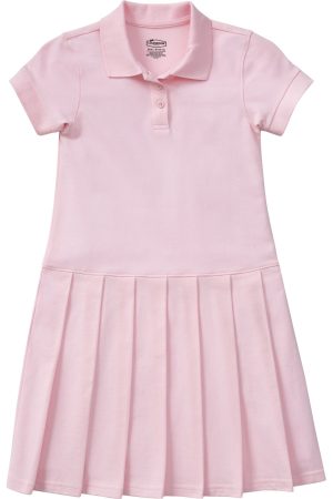 Girls Pique Polo Dress in Pink